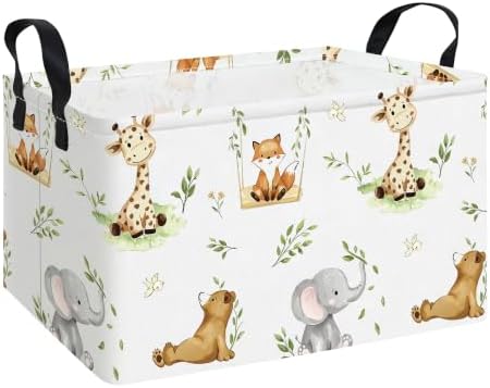 Rectangular Collapsible Jungle Animals Storage Basket Nursery Organizer by LANGYASHAN