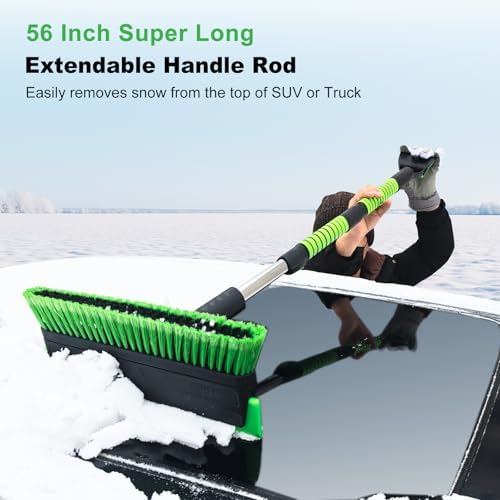 SEAAES 56 Inch Truck Snow Brush Scraper Long Handle Snow Broom - Image 3