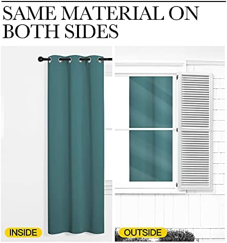 NICETOWN Kitchen Curtain Panels Blackout, 1 Pair, 34 by 63-inch, Sea Teal - Image 6