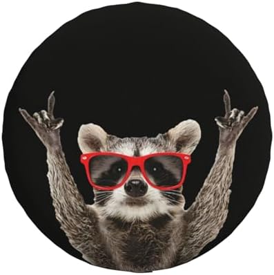 Spare Tire Cover with Funny Red Glasses Raccoon Pattern Wheel Covers 14inch by Unknown