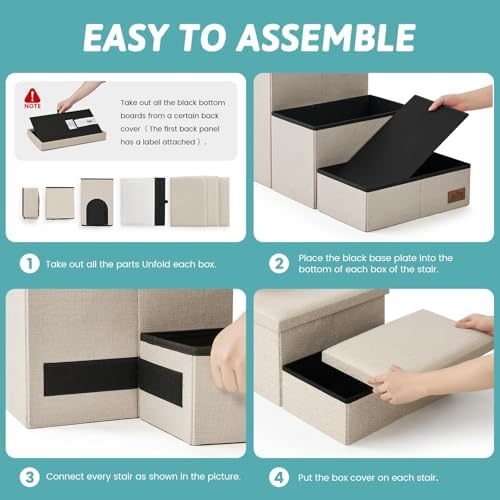 COZY KISS Dog Stairs with Storage, 17.7" H Dog Steps with Condo - Image 4