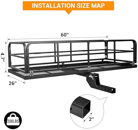 750 LBS Trailer Hitch Cargo Rack, Folding Cargo Hitch Carrier - Image 2