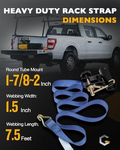 Roof Rack Straps, Ladder Rack Ratchet Straps, Lumber Rack Tie Down Strap - Image 3