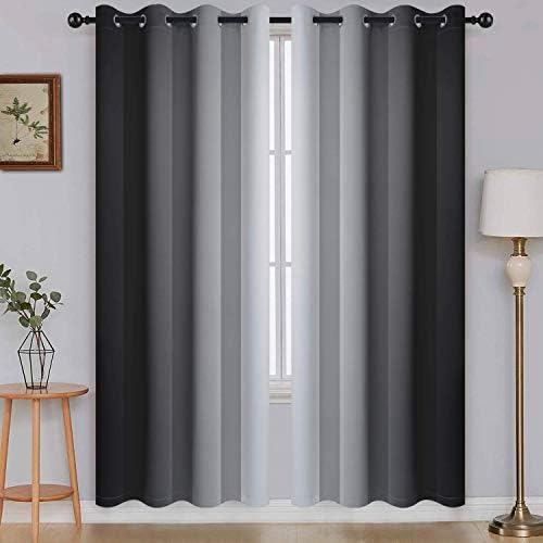 SimpleHome Ombre Black to Grey White Curtains by SimpleHome