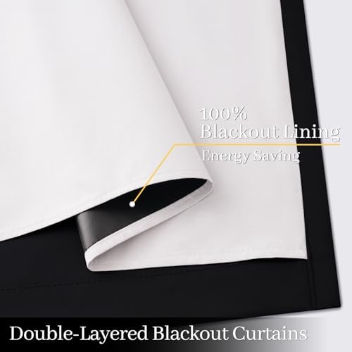 Yakamok Black 100% Blackout Curtains 84 Inches Long - Image 4