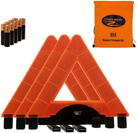 Lumen Wand 3 Pack LED Reflective Warning Triangles Emergency Safety Kit by LumenWand