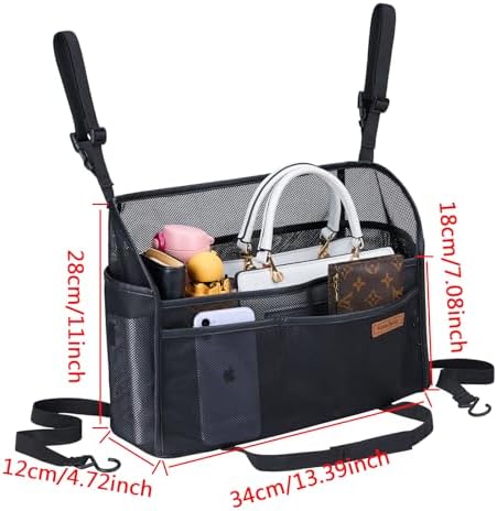WLLWOO Car Net Pocket Organizer Purse Holder Console Front Seat Storage - Image 3