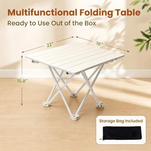 Folding Small Camping Table, Portable Aluminum Camp Table White - Image 2