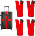 4 Pack Red Luggage Straps, Adjustable Travel Belt by Unknown