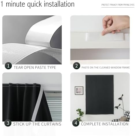 Stick On Blackout Curtains No Drill Required Self Adhesive Window Coverings - Image 3