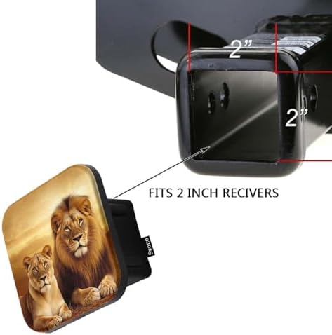 Swono 2" Hitch Cover Lions, African King Lions Resting Sunset Grass Trailer - Image 3