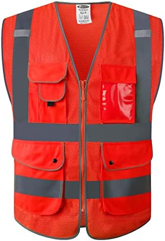 JKSafety Safety Vest for Men Women Reflective Hi Vis JK159 Red 5XL by JKSafety
