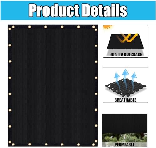 Amagenix 90% Shade Fabric 10'X 10' Black Sun Shade Cloth - Image 3