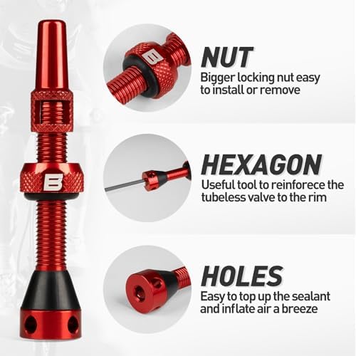 BWSHLF Tubeless Presta Valve Stem 40/44/55/60/65/70/80/100 mm, Super Light - Image 2