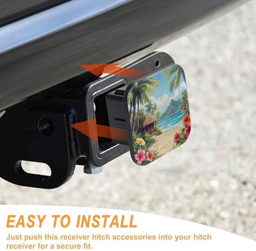 2 Inch Tropical Beach House Trailer Hitch Cover Rubber Receiver Tube Plug Cap - Image 4