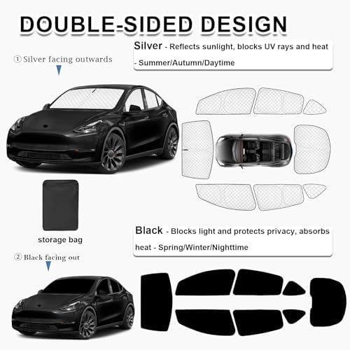 KMF 8pcs Thicken Sun Shades for Tesla Model Y 2020-2024 Accessories, Tesla Y - Image 4