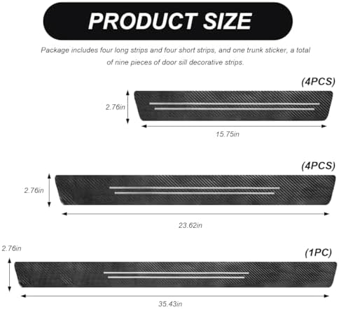 9 PCS Car Door Sill Protector, Waterproof Carbon Fiber Style Car Door Entry - Image 2
