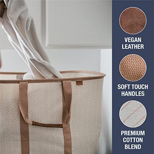 CleverMade Collapsible Laundry Baskets, 50L LUXE Tote 2 Pack - Image 4