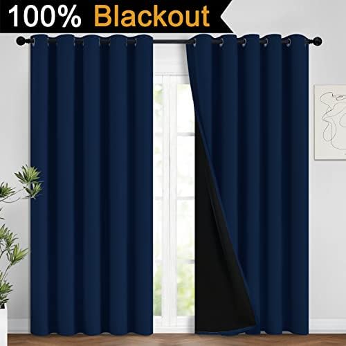 Yakamok Navy Blue 100% Blackout Curtains 96 Inches Long 62" Wide, 2 Panels - Image 2