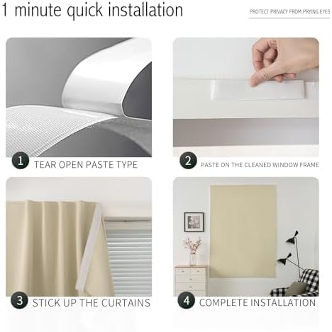 Portable Light Blocking Curtains Self-Stick Design, Removable Adhesive Window - Image 4