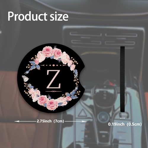 2pcs Letter Z Car Coasters, Absorbent Universal neoprener Cup Holder Coasters - Image 3