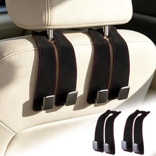 Amooca Car Headrest Hooks 2-Pack Suede Seat Organizer by Amooca