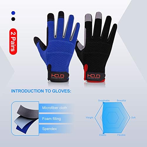 HANDLANDY Work Gloves for Men & Women, Utility Mechanic Working Gloves Touch - Image 2