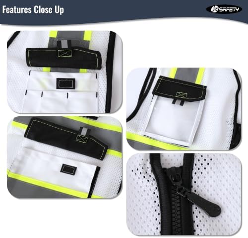 JKSafety Safety Vest for Men Women Hi Vis Reflective Vest JK220 White 3XL - Image 3