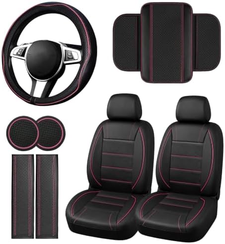 NBTEPEM 10 PCS Leather Car Seat Covers Front Seats Set, 14.5”-15'' Sporty by NBTEPEM