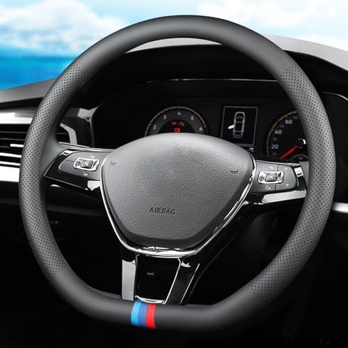 Tricolor Stripes D-Type Steering Wheel Cover, Cute Steering Wheel Cover by ExquisiteCarAccessories