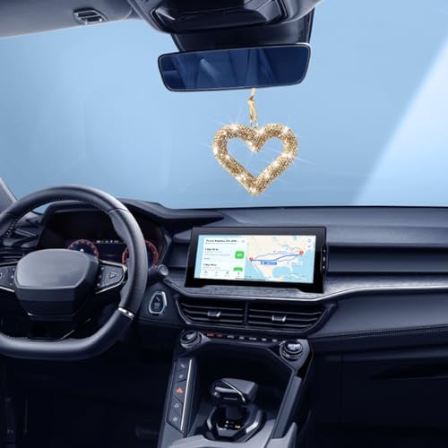 Mandark Crystal Rhinestone Heart Rearview Mirror Pendant - Image 4