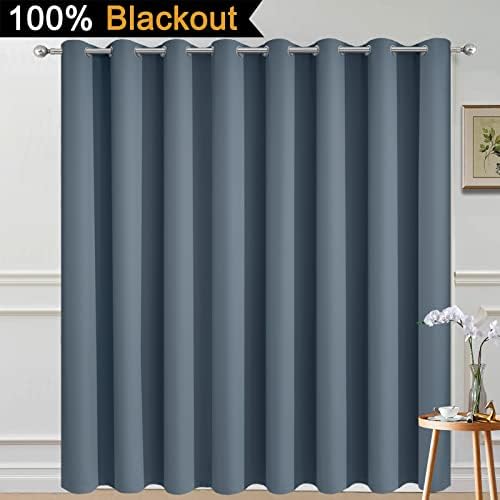 Yakamok Stone Blue Blackout Patio Door Curtain Panels W100 x L96, 1 Panel - Image 2