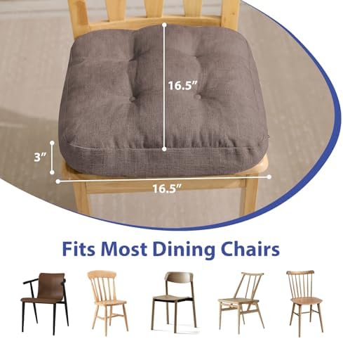 IASEAHK Memory Foam Dining Chair Cushions, 16.5"x16.5"x3.5" - Image 3