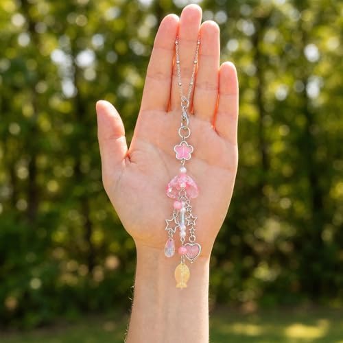 Pink Jellyfish Rearview Mirror Charm, Gift - Image 4