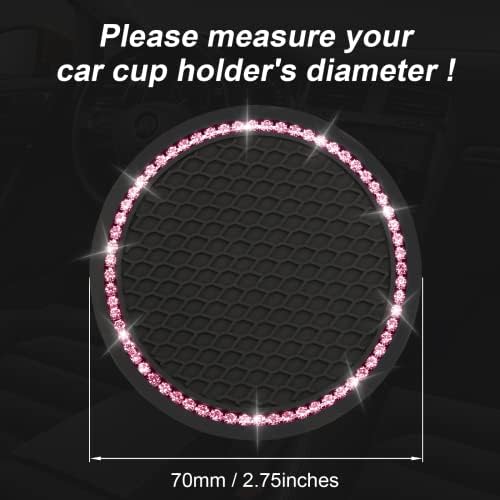 Yousheng 2PCS Bling Car Cup Coaster, Universal Holder Insert Rhinestone Anti - Image 3