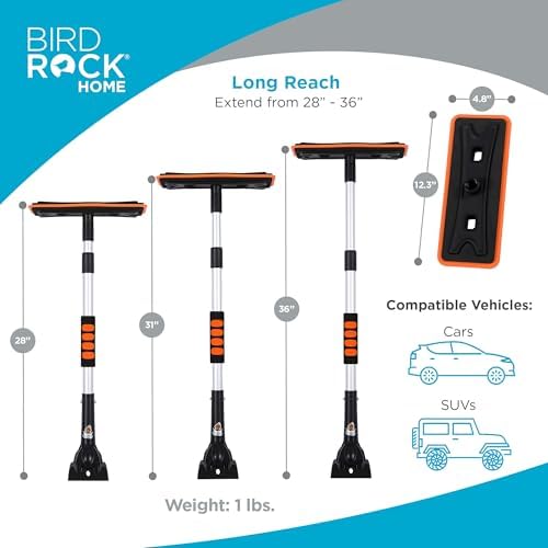 BIRDROCK HOME 36" Extendable Snow Pusher Brush & Detachable Ice Scraper - Image 5