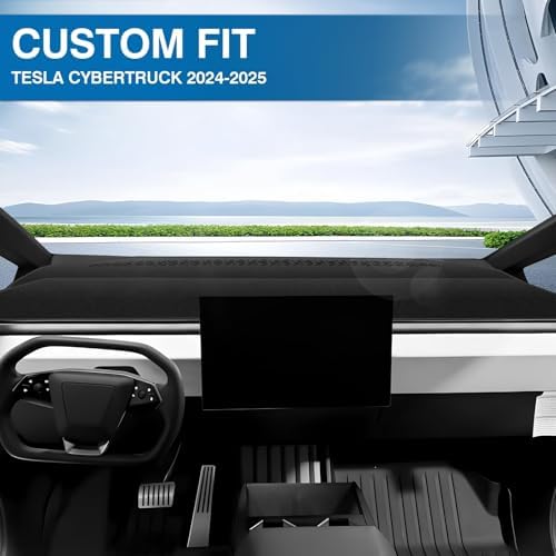 KUST Black Dash Cover for Tesla Cybertruck 2024 2025 2026 Polyester Dashboard - Image 3