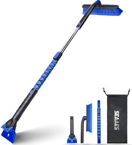 SEAAES 48 Inch Extendable Snow Brush, Windshield Ice Scraper by SEAAES
