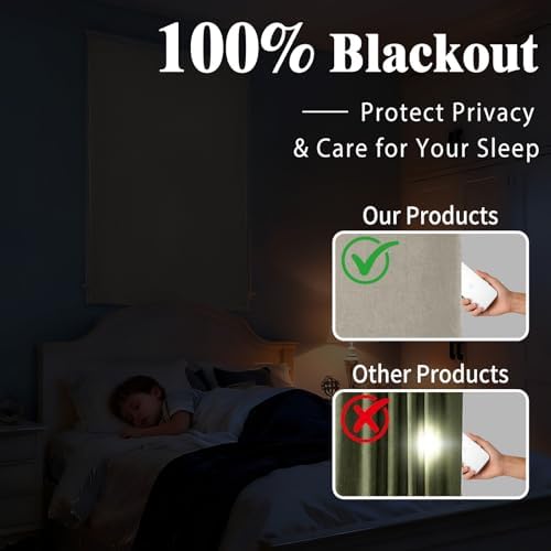100% Blackout French Door Curtains, Room Darkening Shades Small Window Curtain - Image 2
