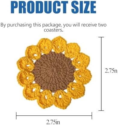 2PCS Handmade Crochet Car Cup Holder Coasters - Image 2
