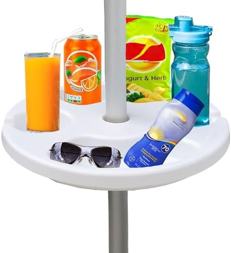 AMMSUN 13" Portable Beach Umbrella Table Tray White by AMMSUN