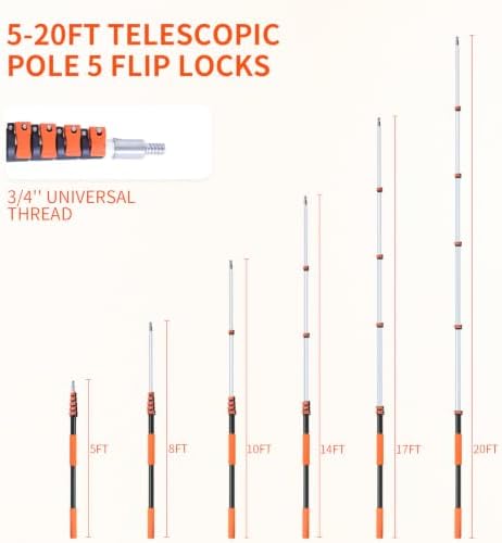 Telescoping Extension Pole 5-12 ft, Reaches 18 ft. Lightweight Aluminum Alloy - Image 2