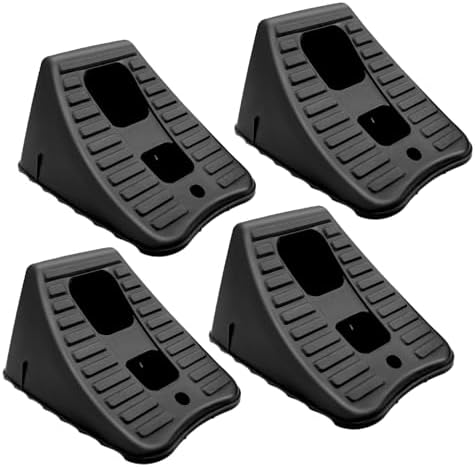 HOXWELL 4 Packs Wheel Chocks for Travel Trailers, Non Slip Black Wheel Chock by HOXWELL