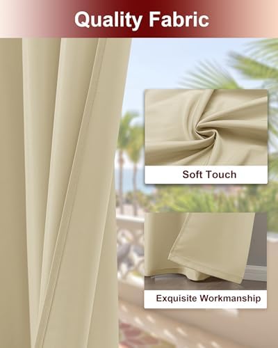 Grommet Outdoor Curtains for Patio Waterproof 8 Pcs 54x95 In Cream - Image 4