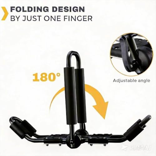 IKURAM R Iron Kayak Roof Rack Folding J-Style Universal 4-in-1-Black - Image 3
