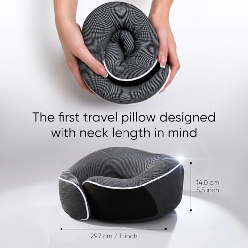 Proglobe Travel Pillow, 100% Memory Foam Airplane Neck Pillow, Dark Grey - Image 5