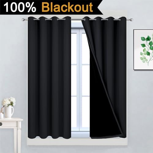 Yakamok Black 100% Blackout Curtains 54 Inches Long - Image 2