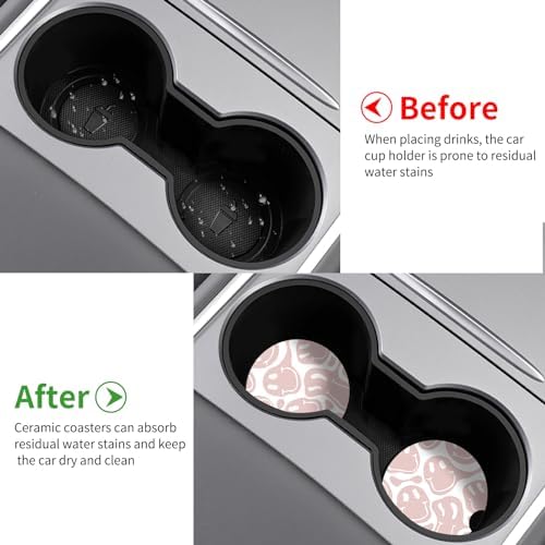 Car Coasters, 2.56 inches Ceramics Heat Resistant Anti Slip Cork Base Car - Image 4