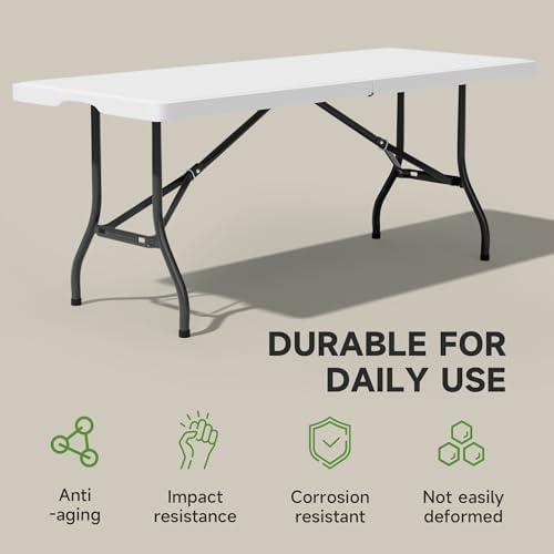 6 Foot Folding Table with Black Table Cloth - Image 4