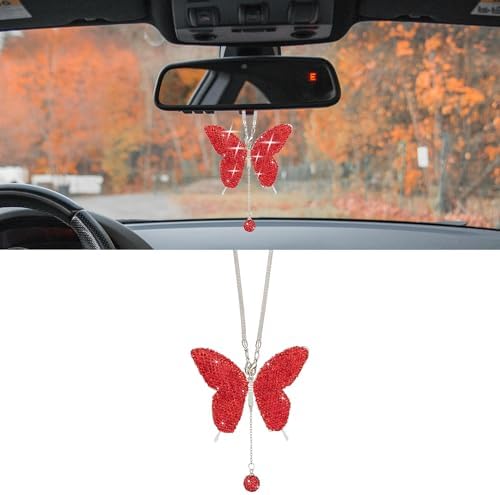 Rhinestone Butterfly Rearview Mirror Ornament by Unknown